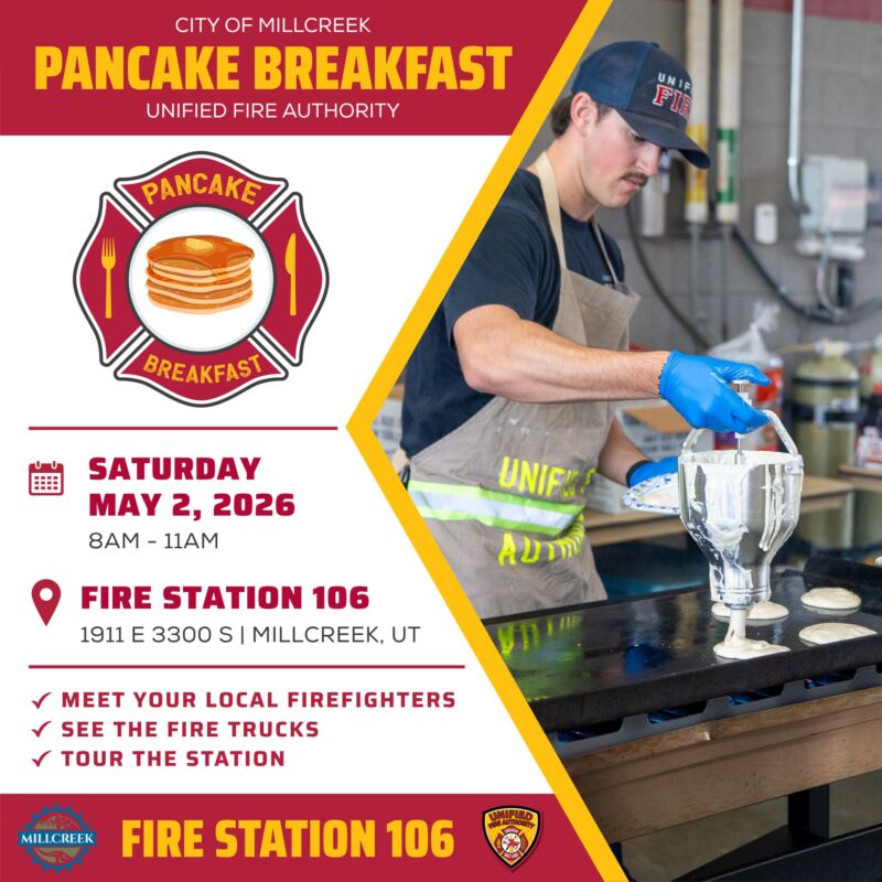 Image for the Tweet beginning: 🥞FREE @MillcreekUT Pancake Breakfast🥞  Please join