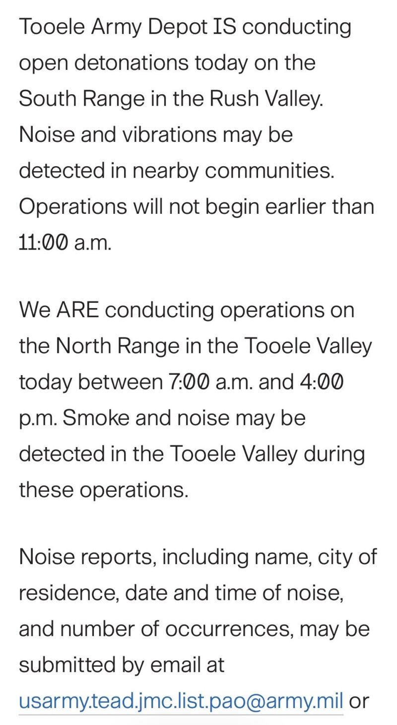 Image for the Tweet beginning: Tooele Army Depot will be